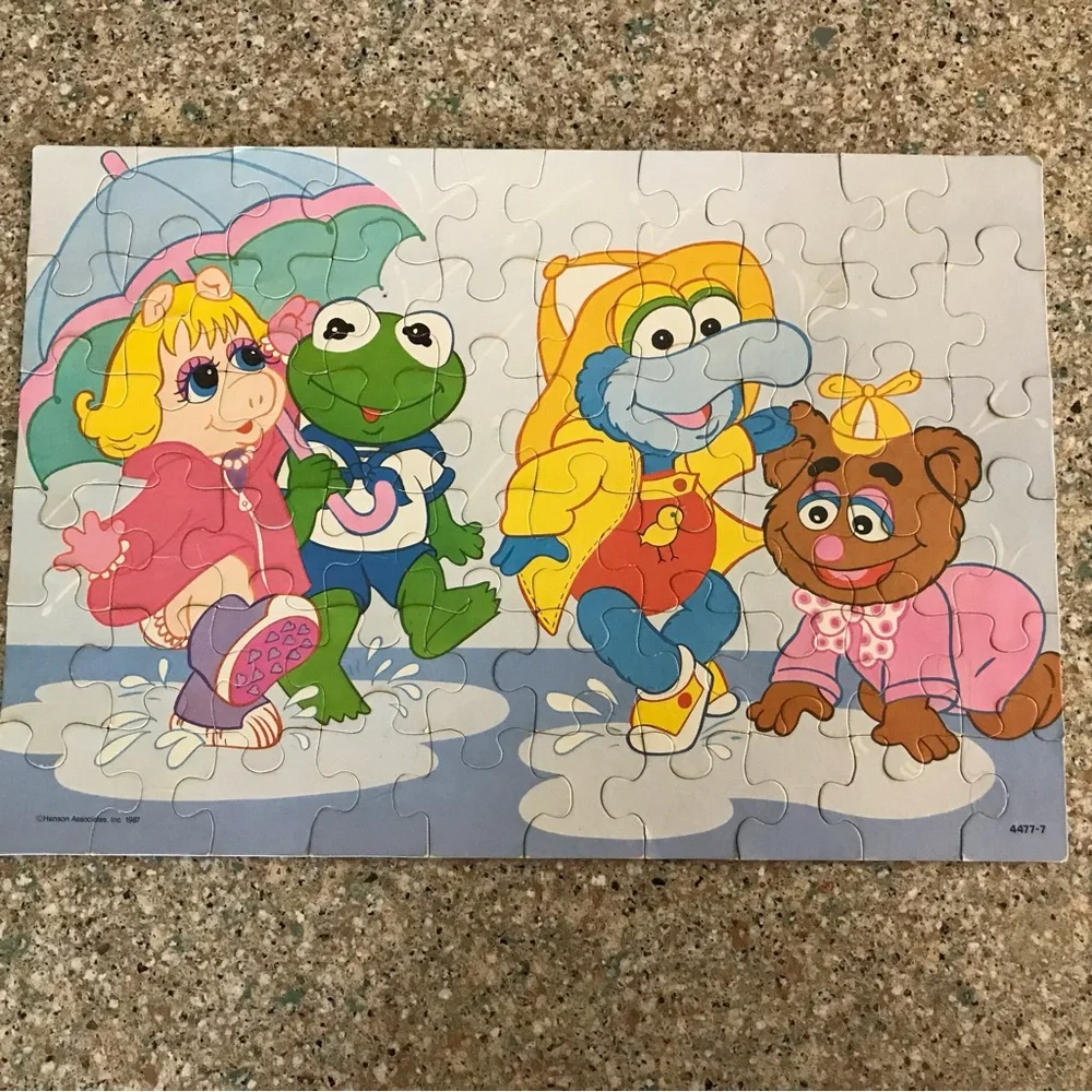 Vintage Muppet Babies 60 Piece Puzzle Playing In The Rain Kermit Miss Piggy